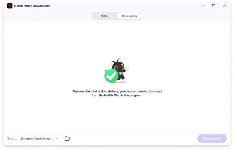 descarga de vídeo de Netflix completada