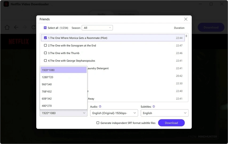 seleccionar fomato de vídeo de Netflix